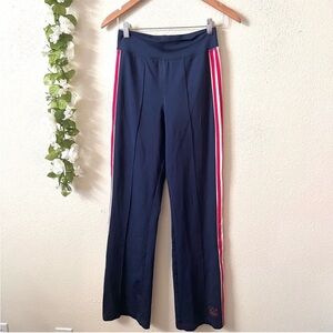 Vintage Navy Track Pants with Red and White Stripes